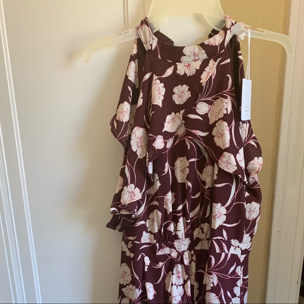 Burgundy Lauren Conrad Midi Floral Dress